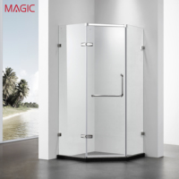 Paroi de douche coulissante en verre pour hôtel, design européen en acier inoxydable, pour salle de bain intégrée, séparation sec/humide