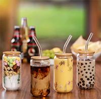 Verres à boire personnalisés en forme de canette de bière avec logo, 12oz, 16oz, 20oz, avec couvercle en bambou et paille pour smoothies, thé boba, eau