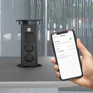 Tomada elétrica pop-up, tomada elétrica inteligente, à prova d' água ip44, motorizada, com carregamento sem fio
