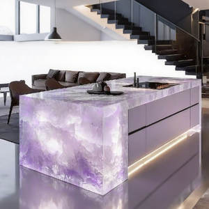 Mostrador de recepción de cristal transparente de lujo moderno R070, mesa de cristal a medida para vestíbulo de hotel, club, villa, diseño personalizado - Product Image 5