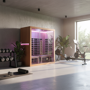 3 Person Modern Indoor Far Infrared <b>Sauna</b> Room with Bluetooth Low EMF Solid Wood Bedroom & Villa Use Seven Color Light - Product Image 5