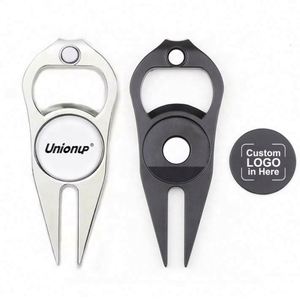 Abridor de Botellas Multifuncional con Herramienta de Reparación de Divots de Golf Metálica, Artículos Promocionales Personalizados - Product Image 1