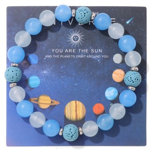 Bracelet élastique perlé en pierre volcanique Cosmic <span class=keywords><strong>Planet</strong></span>, un best-seller pour hommes et femmes - Cadeau unique et tendance - Product Image 1