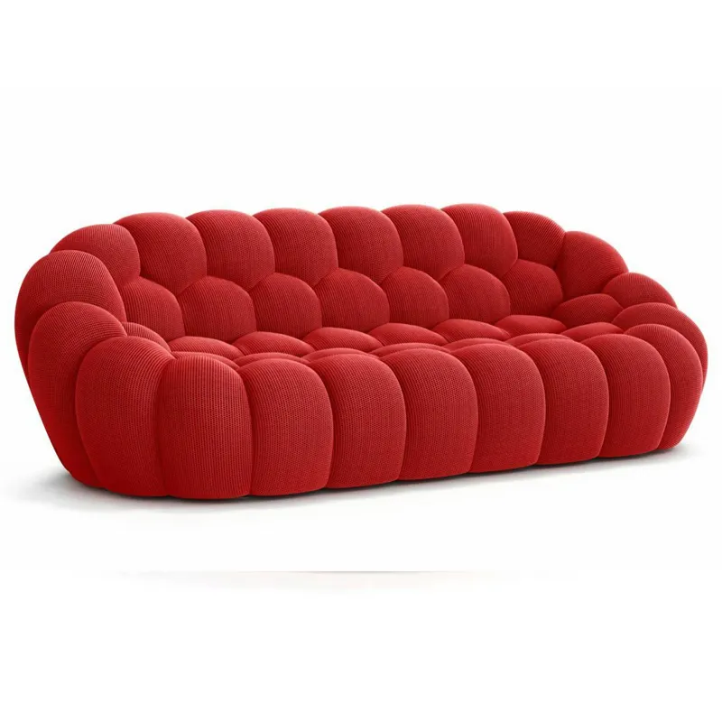 أريكة مبطنة على شكل فقاعة قرص العسل من تصميم Nordic, أريكة منحنية حمراء ذات طابع شخصي فاخر من المصنع