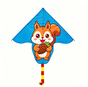 Cerf-volant pour enfants en forme d'animal de dessin animé, facile à faire voler, en polyester, triangulaire, avec longue queue, pour les sports de plein air et les jeux en famille - Product Image 1