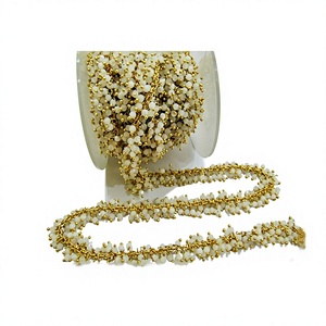 Natural White Rainbow Moonstone Rondelle Faceted 3mm Beads Chain - Product Image 1