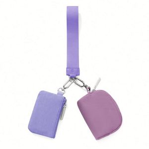 Fashion Polyester Double Wrist LULU Wallet Coin Bag with Custom Logo Dual Pouch <b>Wristlet</b> Keychain Bracelet Card Holder Wallet - Product Image 3