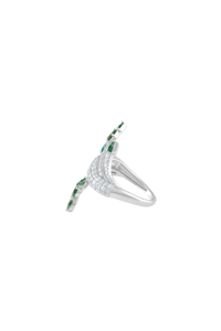 <b>Emerald</b> and Diamond <b>Ring</b> in 92.5 Sterling <b>Silver</b> KLSR-11669 - Product Image 2