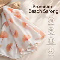 Pañuelo de Playa Ligero de Poliéster para Mujer con Estampado de Hojas de Ginkgo, Tipo Pareo y Sarong