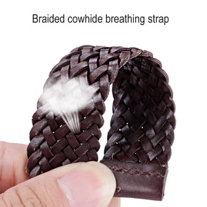 20mm 22mm 24mm Braided Cowhide Genuine <b>Leather</b> Strap Quick Release Men Women Replacement <b>Bracelet</b> Belt Wrist Band - Product Image 3