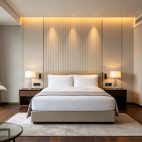 Décoration moderne grise pour chambres d'hôtel, ensembles de meubles complets pour lits simples et doubles, pour chambre double d'hôtel