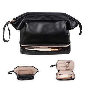 BSCI Factory China Manufacture WaterproToiletry <b>Bag</b> Portable Dry and Wet Separation Cosmetic <b>Bag</b> Double Zipper PU <b>Make</b> <b>Up</b> <b>Bag</b> - Product Image 2