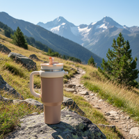 Gobelet isotherme portable grande capacité 40oz en acier inoxydable 304 avec paille intégrée