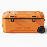 Boîte isotherme de 160 L, boîte de pêche, glacière de grande capacité pour la pêche en mer et le camping avec roues