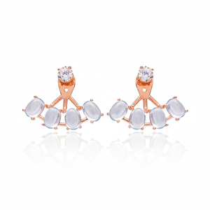 White Stone Round Design CZ Round Shape Ear <b>Jackets</b> Woman Earrings Turkish Handcrafted 925 Sterling <b>Silver</b> Jewelry - Product Image 2