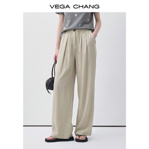 Pantaloni Neri a <span class=keywords><strong>Vita</strong></span> Alta e Gamba Larga VEGA CHANG per Donne, <span class=keywords><strong>con</strong></span> <span class=keywords><strong>Elastico</strong></span> <span class=keywords><strong>in</strong></span> <span class=keywords><strong>Vita</strong></span>, Dettagli Plissettati, Vestibilità Comoda, Pantaloni Casual <span class=keywords><strong>con</strong></span> Tasche - Product Image 5