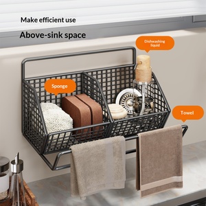 Étagère murale de <span class=keywords><strong>rangement</strong></span> de <span class=keywords><strong>cuisine</strong></span> sans perçage, multifonctionnelle pour <span class=keywords><strong>articles</strong></span> de nettoyage et essorage de chiffons, <span class=keywords><strong>rangement</strong></span> domestique à un seul niveau - Product Image 2