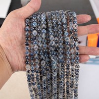 Perles rondes en agate bleu gris nuage de glace naturel, vente en gros, fournitures pour la fabrication de bijoux, bracelets et colliers DIY