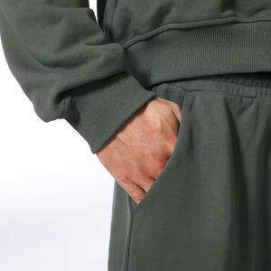 Autunno cotone uomo <span class=keywords><strong>2</strong></span> pezzi tuta sportiva abbigliamento sportivo vestito attivo in bianco mezza Zip con collo alto Set di felpe per uomo - Product Image 2