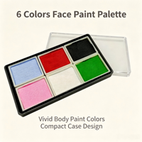 Palette de peinture pour le visage éco-responsable et non toxique en 6 couleurs vives avec étui en plastique transparent, kit de peinture corporelle à base d'eau pour le maquillage des enfants lors de fêtes