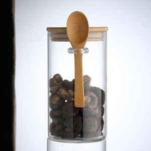 Pot de conservation alimentaire hermétique en verre borosilicate de qualité supérieure avec couvercle en bambou, empilable, pour épices, céréales et grains - Product Image 6