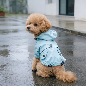 Impermeable con capucha para perros y gatos, abrigos y chaquetas de poliéster azul cielo, ropa para mascotas de tamaño pequeño y mediano para las cuatro estaciones - Product Image 2