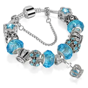 2023 Style chaud lac bleu couronne pendentif Bracelet étoile lune pendentif Bracelet pour les femmes cadeau