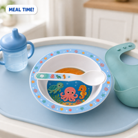 Ensemble de vaisselle en plastique réutilisable en forme de nouveauté moderne imprimé personnalisé pour enfants saladier bébé bols cuillère pour les repas des enfants