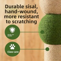 Griffoir vertical en sisal pour chat, motif cocotier, durable, sans poussière, non-déchirable, tour d'escalade, jouet pour chat, vente en gros