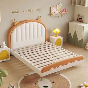Lit pour garçon tendance, lit en bois massif de 1,2 m, lit de princesse pour fille, lit moderne, 1,5 m - Product Image 5