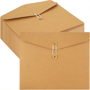 A4 Kraft Paper Envelope <strong>File</strong> Folder <strong>String</strong> Closure Vintage Design Project Pockets 9x12 Inches Made China-Gift Card - Product Image 1