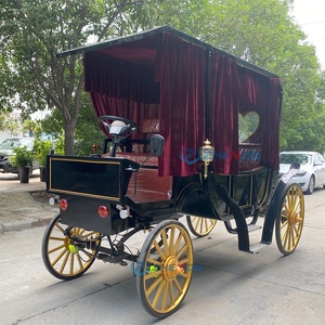 Electric Horse Carriage 2 Rows Hollow <b>Heart</b> Black Victoria Sightseeing Carriages for Sale - Product Image 6