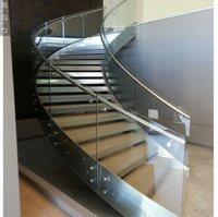 Escalier Courbé de Luxe avec Stringer Courbé en Acier Inoxydable et Main Courante Courbe pour Intérieur