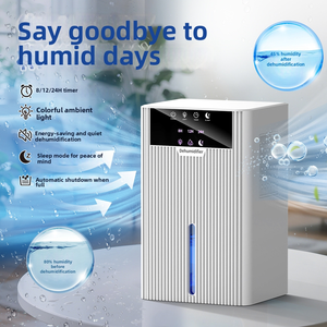 Déshumidificateur électrique portable mini avec minuterie 8/12/24H, lumière colorée, mode sommeil silencieux, arrêt automatique pour la maison, la chambre, le bureau, le camping-car - Product Image 2