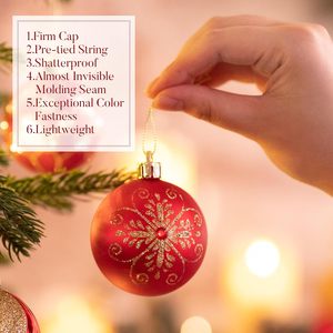 Set di Decorazioni Natalizie Valery Madelyn, 30 Palline da 236 Pollici Rosse e <span class=keywords><strong>Oro</strong></span>, Infrangibili, a Forma di Sfera, Decorazioni di Lusso per <span class=keywords><strong>Albero</strong></span> di Natale - Product Image 5