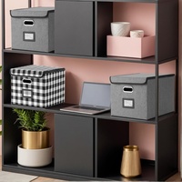 Organizador de Archivos Plegable de Lino con Asas y Tapas, Caja de Almacenamiento de Documentos Plegable para Archivos de Oficina, Venta al por Mayor de Fábrica