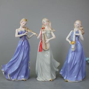 Europese Stijl Keramische Muzikale Meisje Beeldjes-Modern Interieur Voor Woonkamer En Slaapkamer - Product Image 2