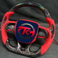 Volant sport personnalisé en fibre de carbone forgée rouge LED pour Dodge Challenger Hellcat SRT Charger Grand Cherokee