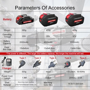 Pneumatici auto 850N.m 640Ft-lbs chiave <span class=keywords><strong>a</strong></span> percussione Cordless 1/2 pollici Brushless potenza impatto pistola 4.0Ah <span class=keywords><strong>batteria</strong></span> Driver elettrico - Product Image 5