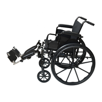 Fauteuil roulant en acier de haute performance avec accoudoirs rabattables amovibles, pneus en PU, revêtement ignifuge, capacité de 300 lb