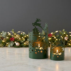 Últimas Novedades en Decoración Navideña para el Hogar, Luces Decorativas Verdes con Diseño de Trineo de Santa Claus, Portavelas - Product Image 4