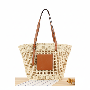 Bolso de Hombro Cuadrado Mini de Paja Tejida a Mano, Popular al por Mayor, para Playa, Regalo, Bolso Bandolera Vertical para Teléfono Móvil - Product Image 1