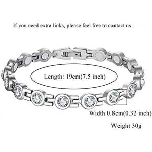 Pulsera magnética para mujer, para aliviar el dolor de artritis, pulseras de terapia magnética de acero de titanio con hermosos brillantes cúbicos - Product Image 6
