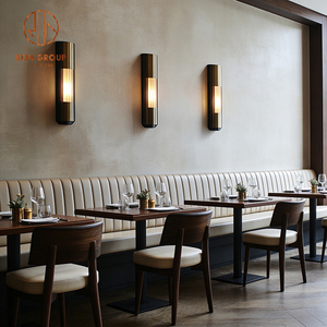 <span class=keywords><strong>Table</strong></span> carrée en bois Ron Group, chaise rembourrée, banquette en cuir, mobilier de restaurant - Product Image 2