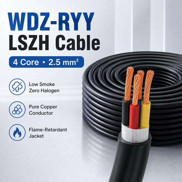 Factory WDZ-RYY Low Smoke Halogen Free Flame Retardant 4 Core 2.5mm2 Sheathed Flexible Cable for Signal Power Wiring