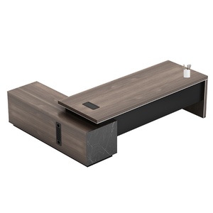 Bureau de direction de luxe haut de gamme en bois MDF, chaise de bureau exécutive en bois massif, mobilier de bureau - Product Image 1