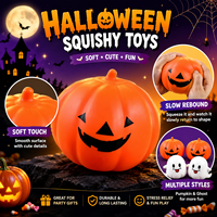 Kedatangan Baru Labu Oranye Tersenyum Hantu Putih Lucu Mainan Mini Lembut yang Lambat Mengembang 11/15cm untuk Pesta Halloween.