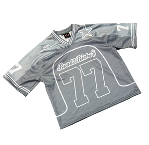 เสื้อฟุตบอลสไตล์เรโทรสตรีทแวร์แบบครอปตัวหลวม ผ้าตาข่าย พิมพ์ลายแบบซับลิเมชั่น - Product Image 5