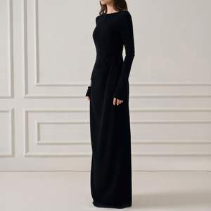 Elegante vestido de mujer de manga larga con espalda abierta de calidad superior largo de moda de mujer etiquetas personalizadas de fabricante de Vietnam - Product Image 3