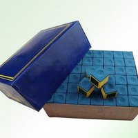 Craie de billard sans poussière bleue, 144 pièces/boîte pour pointe de queue de snooker, craie de billard professionnelle en cube de 14 mm avec boîte de 1/2 tige